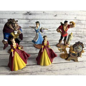 Disney Beauty And The Beast PVC Plastic Figurines Cake Toppers Toy Lot Of 6